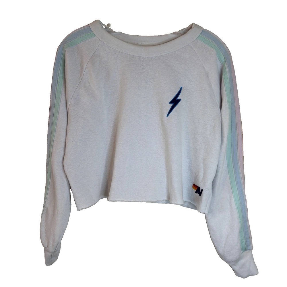 Rare Colors Aviator Nation Size S Cropped Sweatshirt Lighting Bolt Stitch